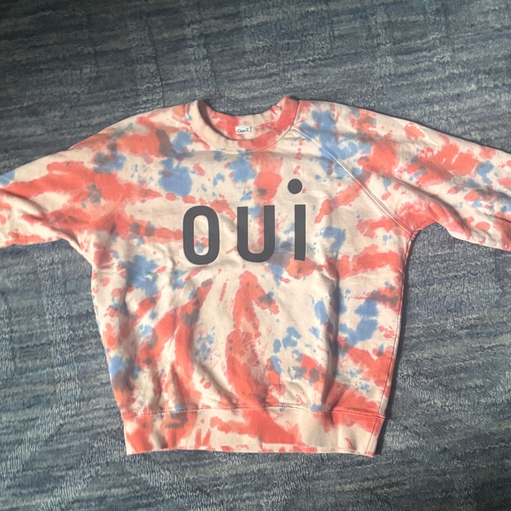 Clare V Tie-Dye Sweatshirt - Red and Blue
